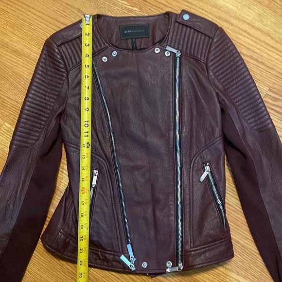 New Bcbg Maxazria burgundy moto biker leather jacket Blake - Picture 12 of 16